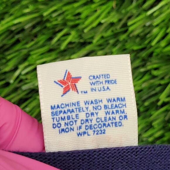 Vintage 80s JERZEES Henley Sweatshirt S/M 18x24 Purple Crop USA - Picture 8 of 10